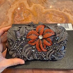 Dolli Hawaii Embellished Clutch with Red Floral Accent